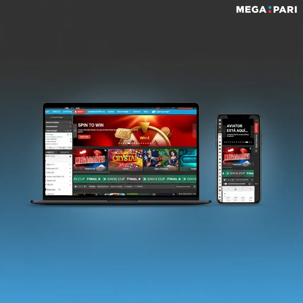 Interfaz de MegaPari para Chile con barra superior: Deportes, En Vivo, eSports, Casino, Promociones, Resultados y Soporte.