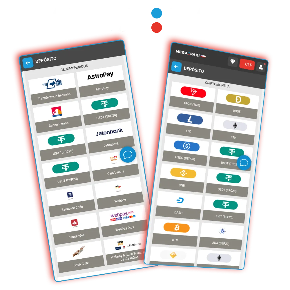 Métodos de pago en Megapari Chile transferencias carteras y cupones.