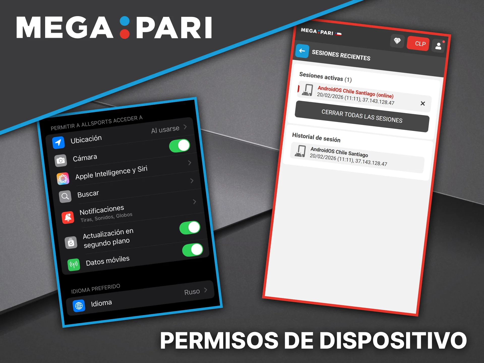 Configure los permisos necesarios en su teléfono para que la aplicación Megapari funcione correctamente.