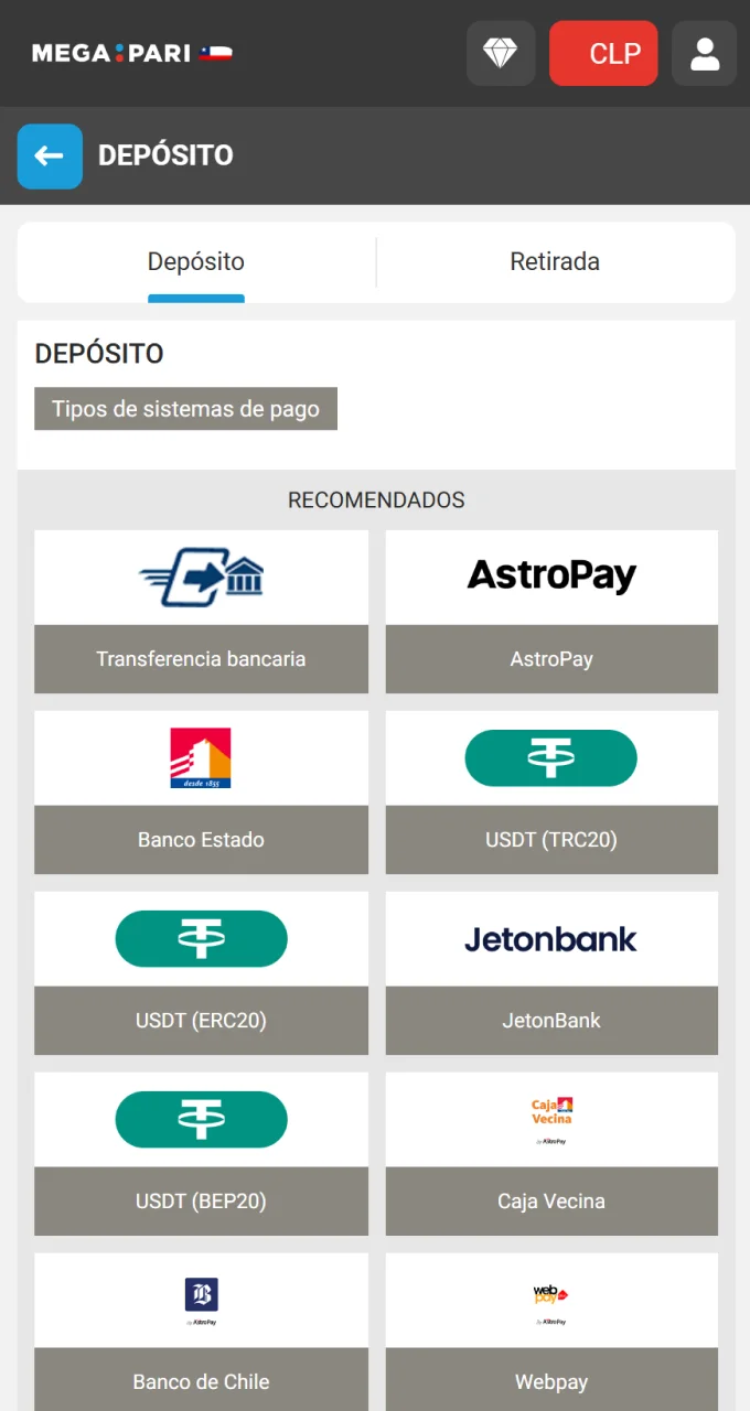 Para aplicar el código promocional de Megapari, debes recargar tu cuenta.