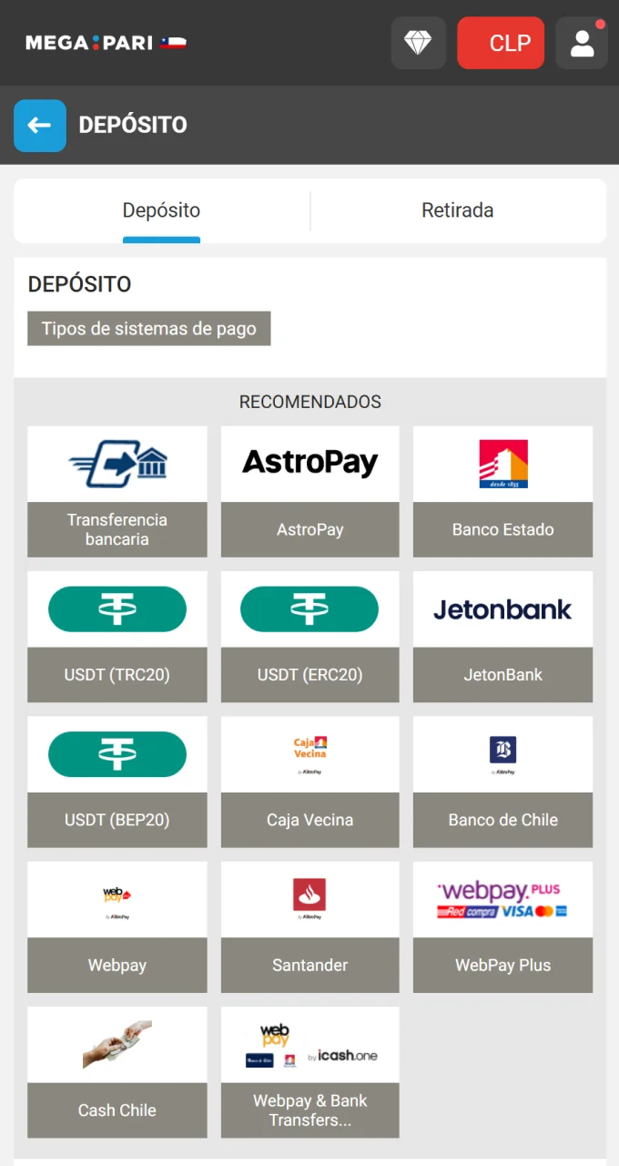 Para retirar tus ganancias acumuladas, ve a la sección de retiros en Megapari.