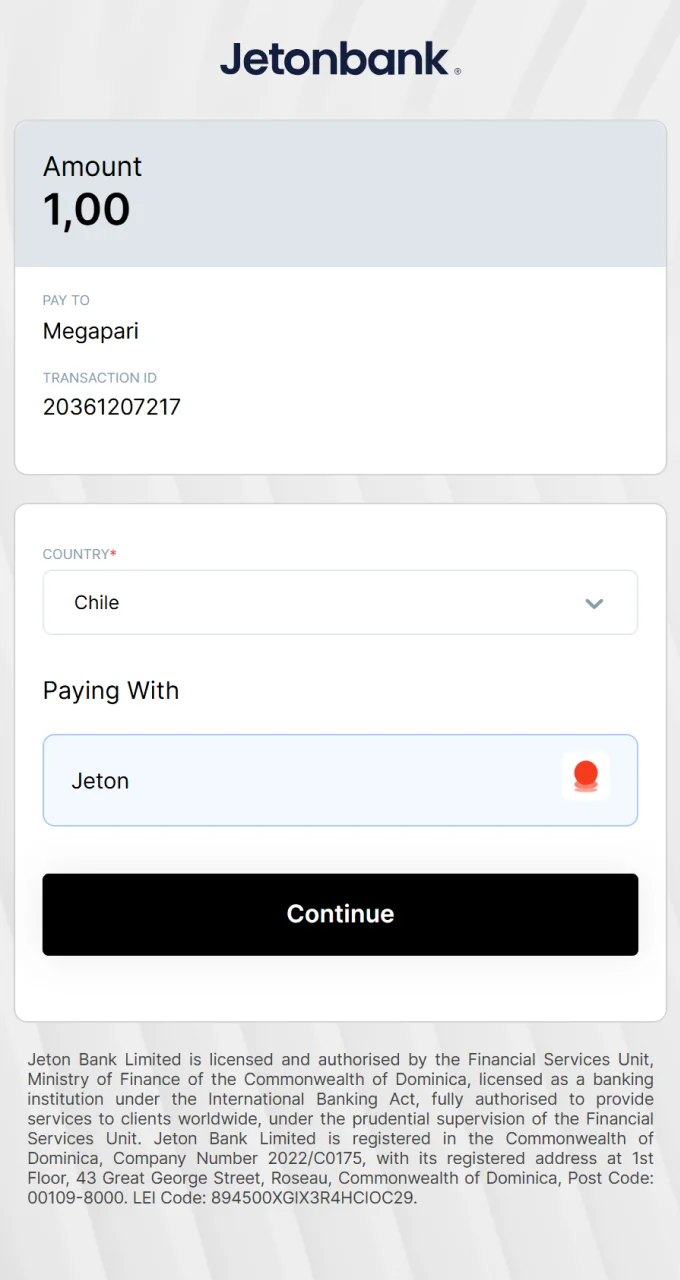 Ingrese la información requerida para procesar de forma segura su pago a Megapari.