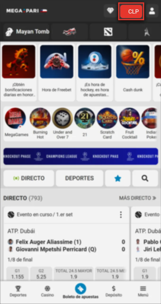 Para realizar un depósito en Megapari Casino, visite la sección de cajero.