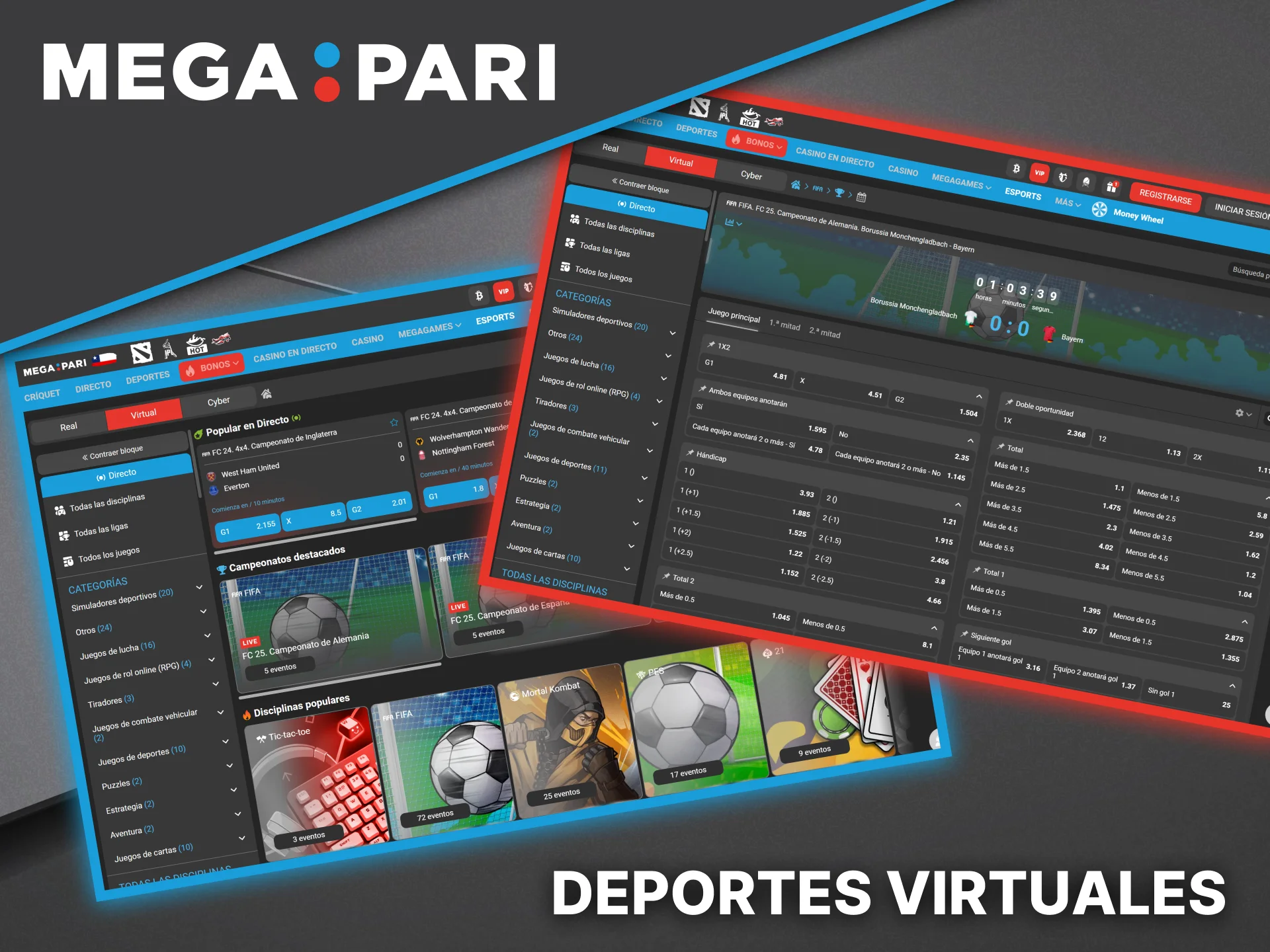Las simulaciones deportivas están disponibles 24 horas al día, 7 días a la semana en Megapari.