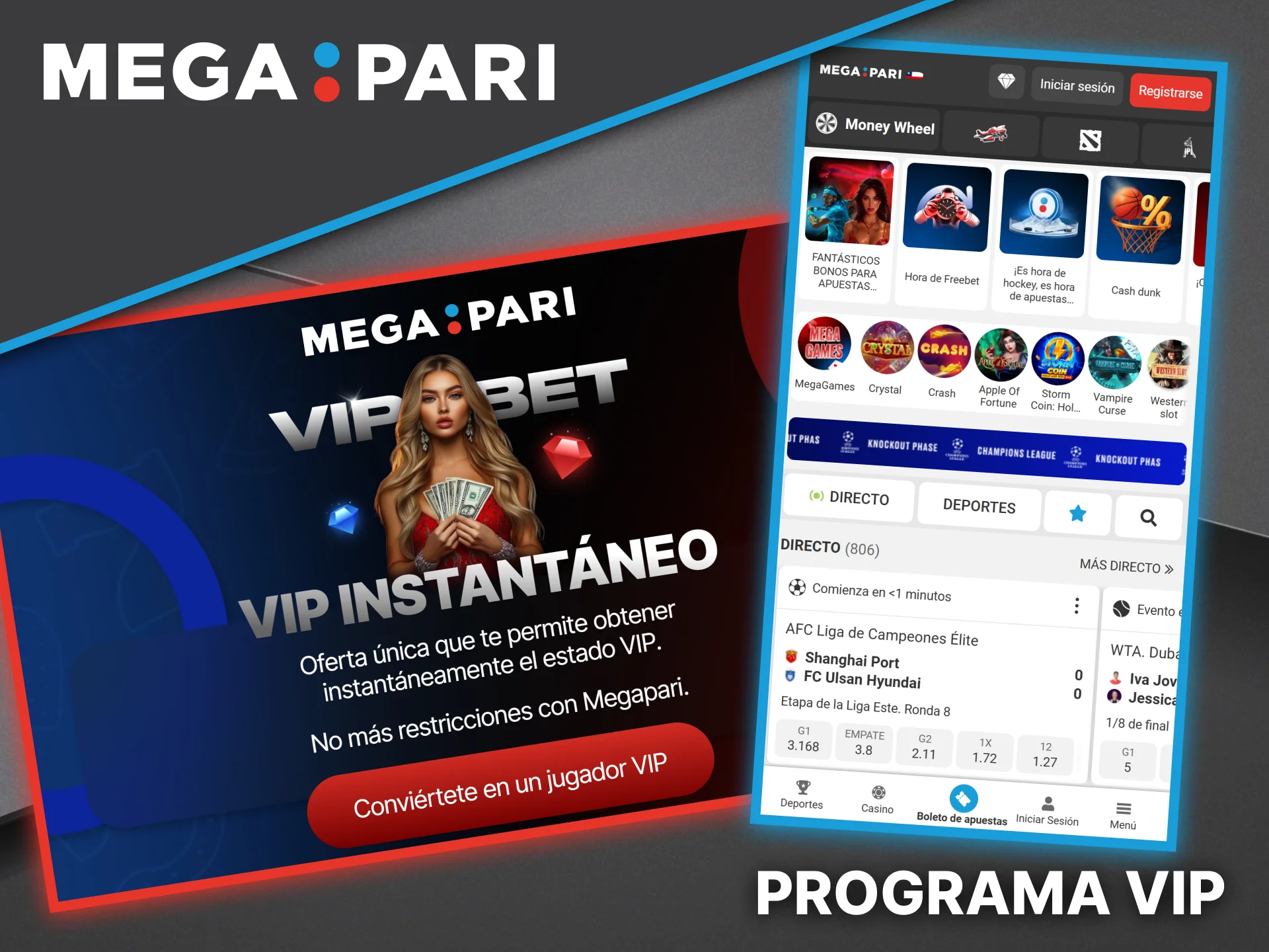 El programa VIP es un sistema de fidelización con beneficios exclusivos para los jugadores habituales del casino Megapari.