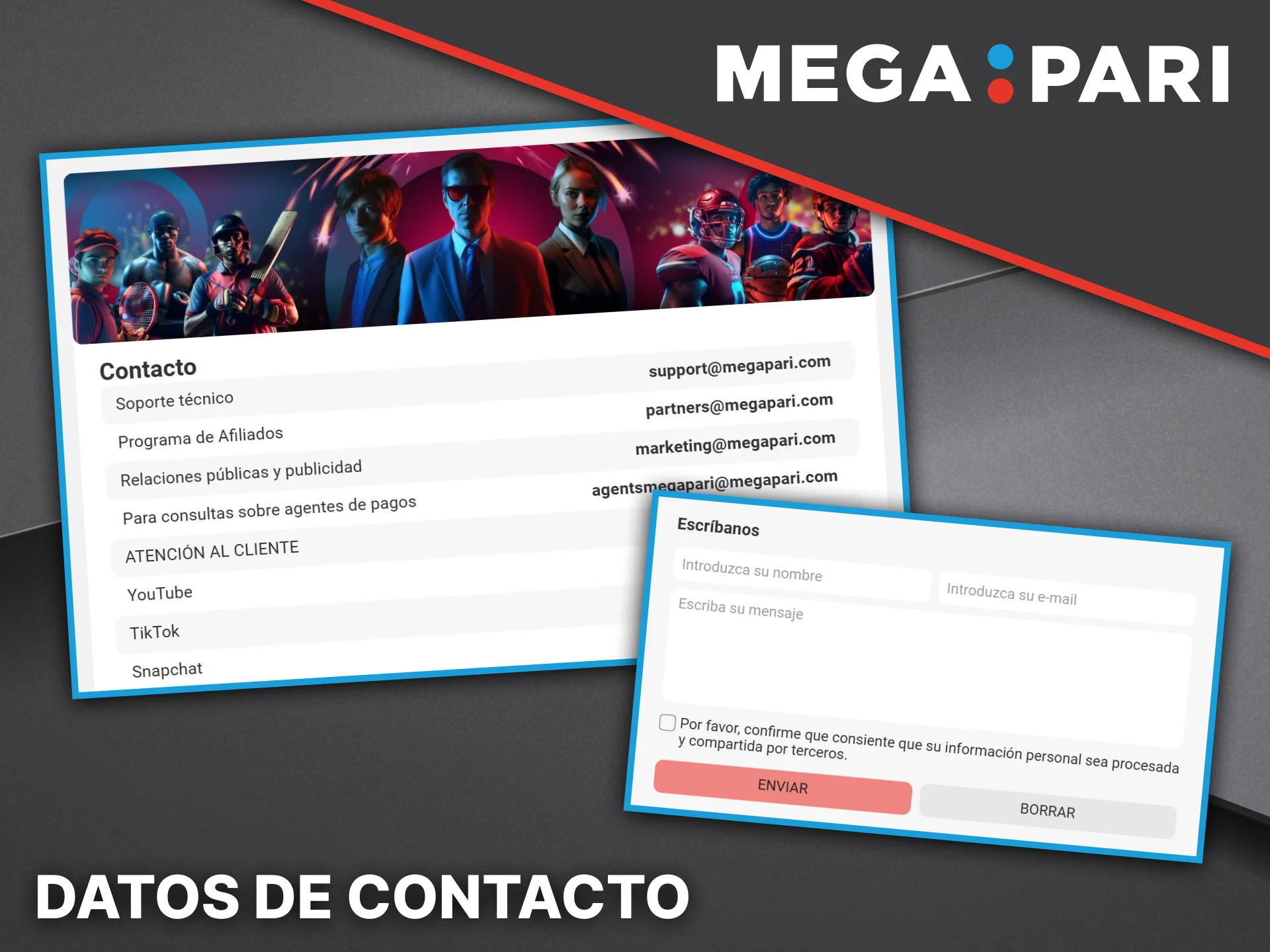 Utilice direcciones de correo electrónico y canales de comunicación oficiales con el equipo de Megapari.