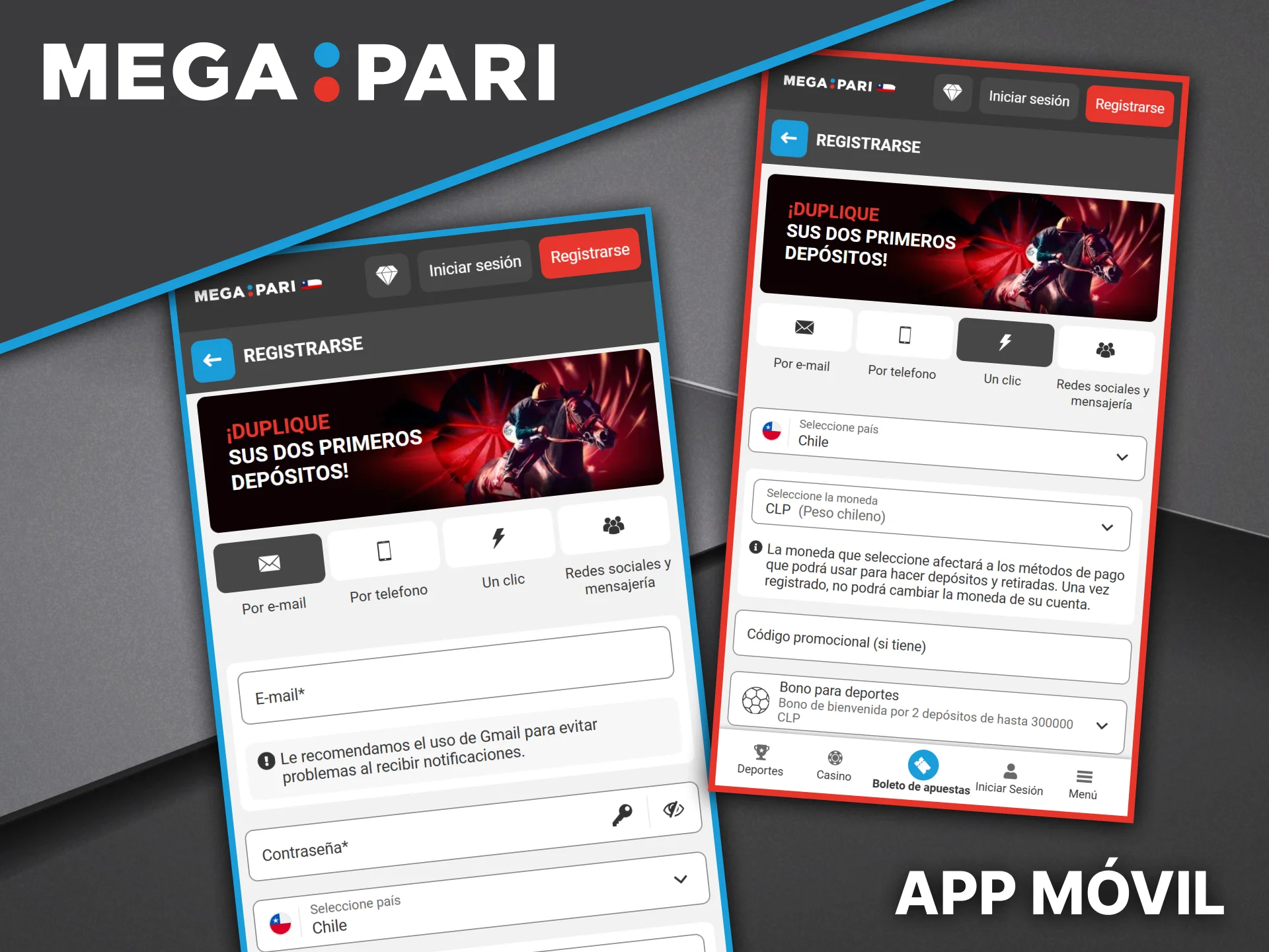 Regístrate en la aplicación móvil de Megapari para comenzar a ganar.