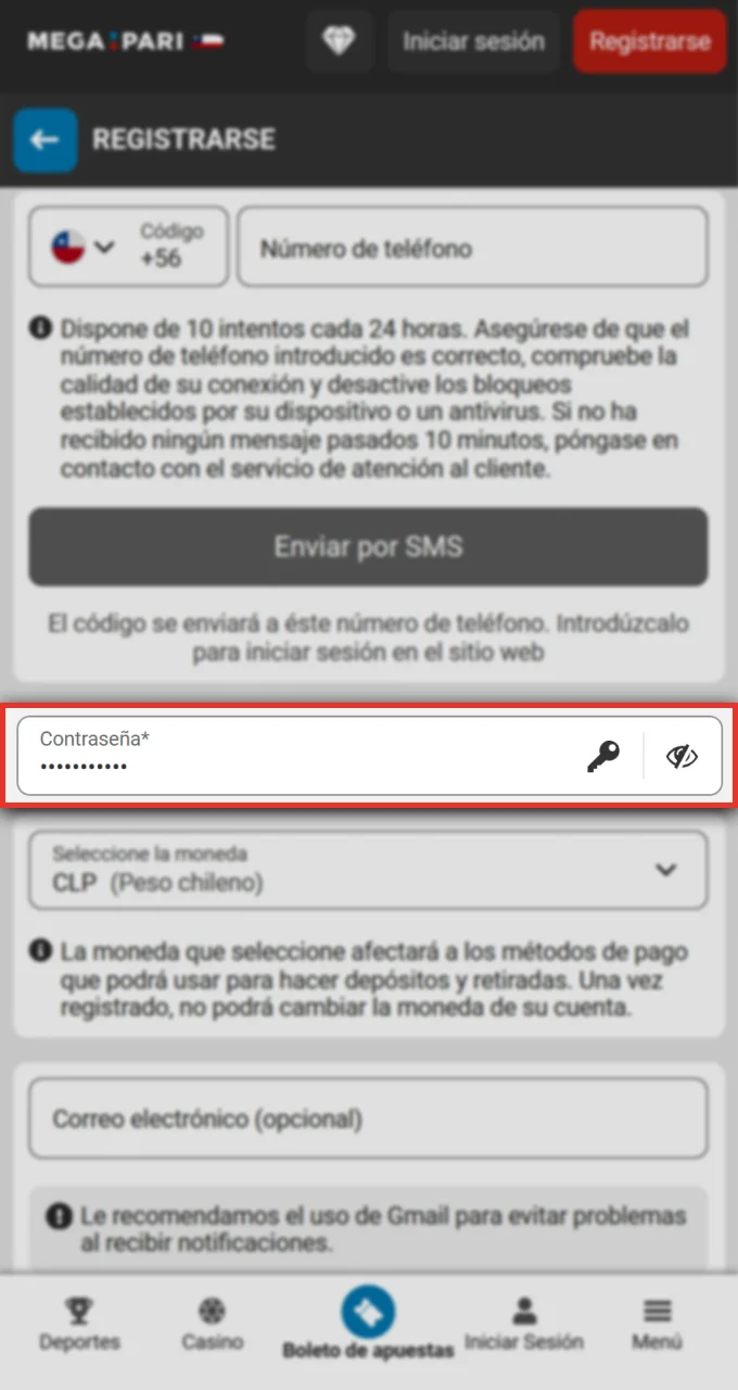 Crea tus credenciales de inicio de sesión seguras para acceder a Megapari.
