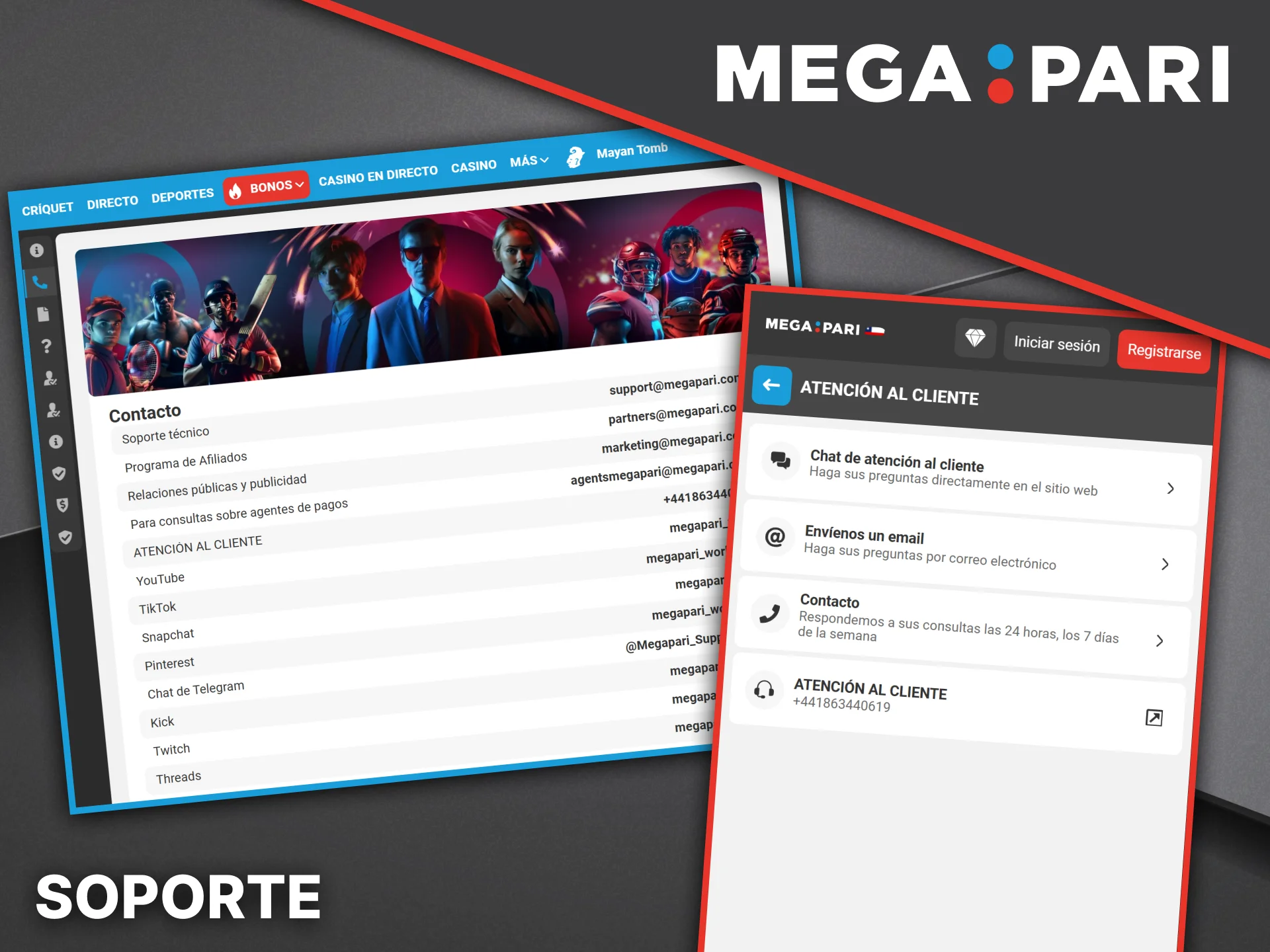 Para obtener ayuda con el registro y el inicio de sesión, comuníquese con el soporte de Megapari.